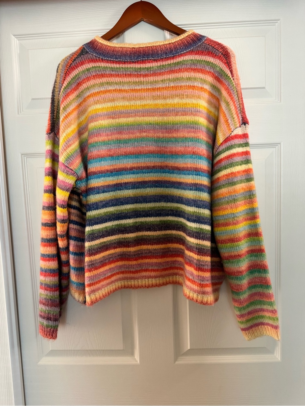 Böhme Rainbow Striped Fuzzy Knit Cardigan Sweater | Medium - Picture 2 of 3